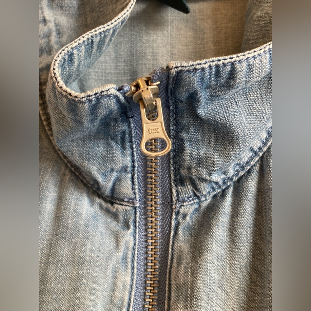 Karen Scott Light Blue Jean Jacket Size S Zip Front Mock Neck - Picture 7 of 11